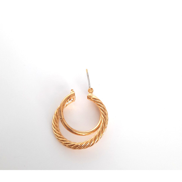 Anne Klein Vintage Made In Korea Gold Intertwined Double Hoop Earrings NOS - Picture 5 of 5